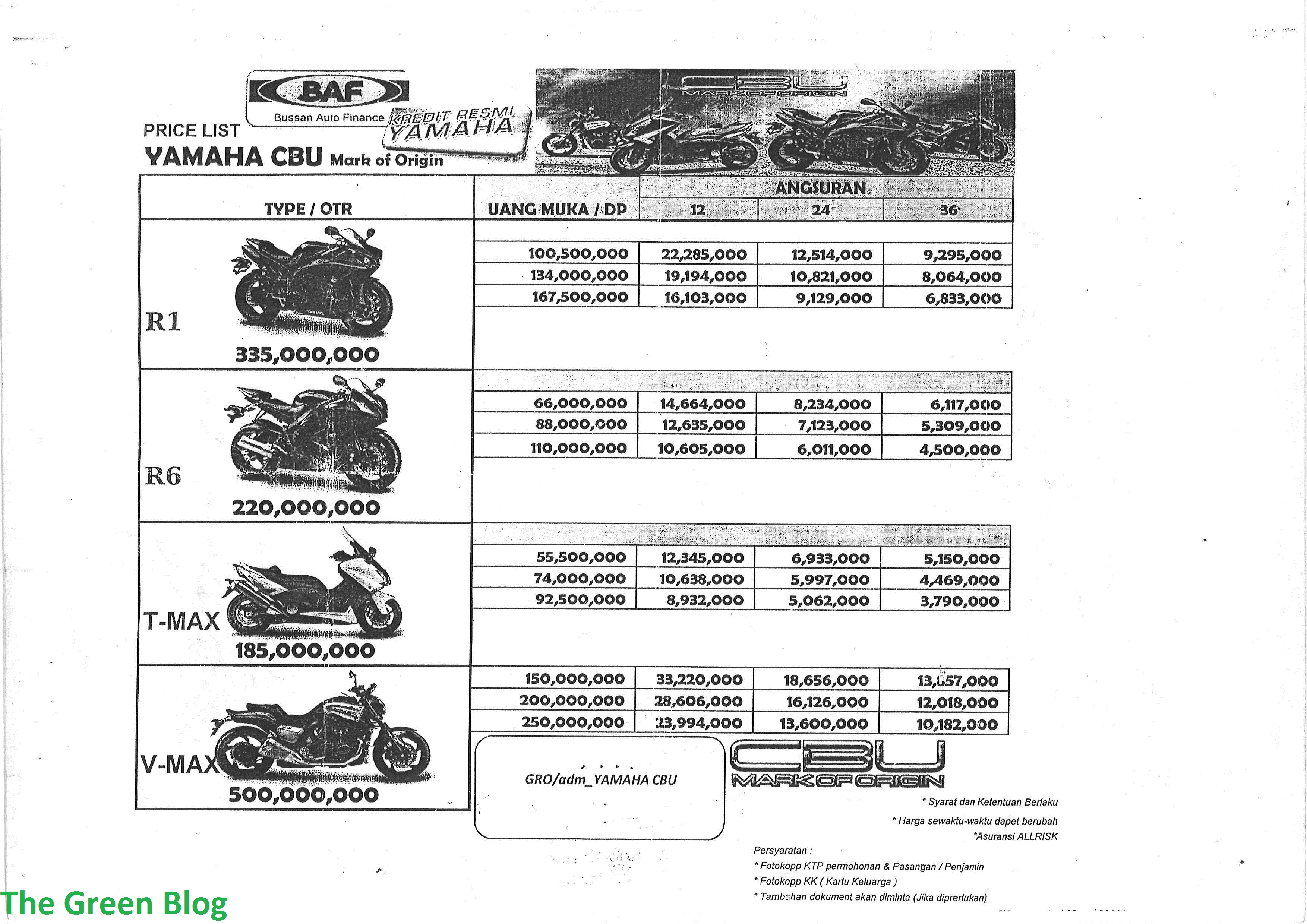 Daftar Harga Motor Yamaha CBU Di Jakarta Fair Kemayoran 2014 The